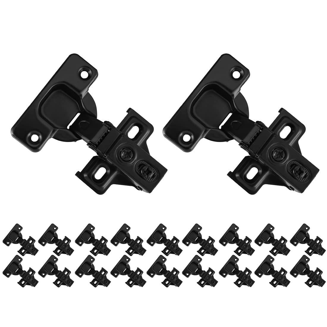 JQK Cabinet Door Hinges Black, 1/2" Partial Overlay Cupboard Door Hinge for Face Frame Cabinets with Door Bumper, Metal 20 Pack, CH300-BK-P20