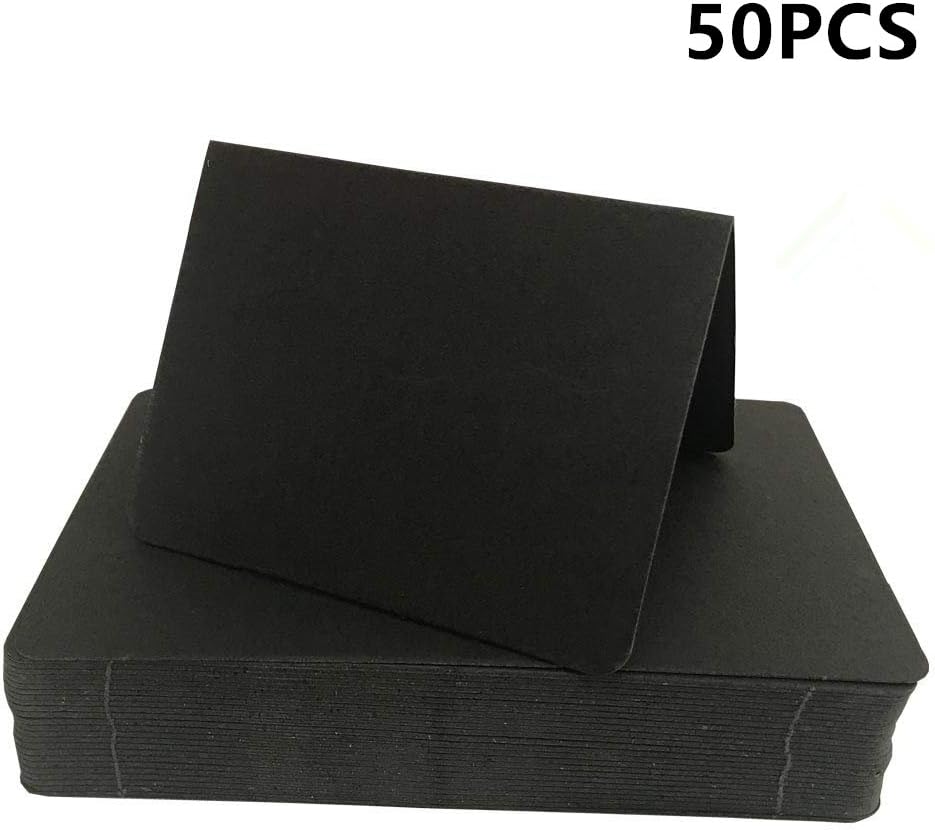 AIMTOHOME Best Paper Greetings Pack of 50pcs Cards - Blank Tent Table Place Cards- Perfect for Weddings, Folded Seat Assignment Setting Label,Banquet Party Event, 3.5x 2.7 Inch（Black)