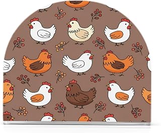 Fall Chickens Berries Brown Pattern Napkin Holder for Table Freestanding Tissue Dispenser Acrylic Napkin Dispenser for Kitchen Countertop Home Party