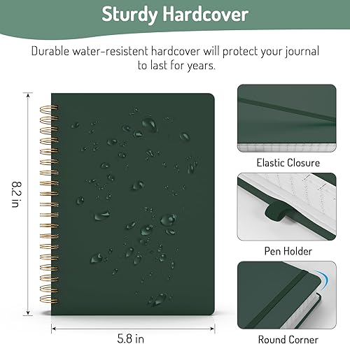 Vista 169 de Forvencer Cuaderno rayado en espiral con 300 páginas numeradas, diarios gruesos A5 para escribir con papel de 3.53 oz/m², cuadernos de tapa dura