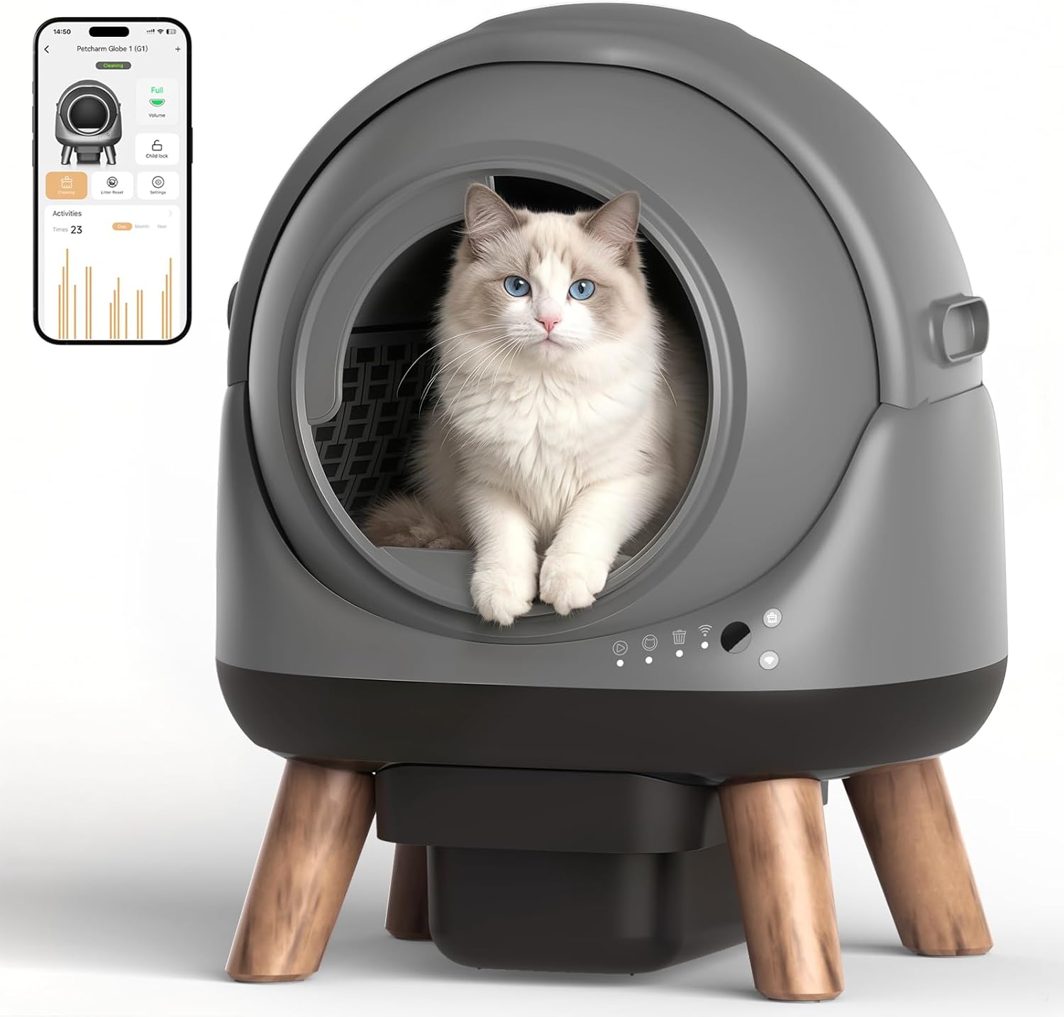 Self Cleaning Litter Box for Cats, G1 Automatic Cat Litter Box with Smart APP Control, Includes 2 Roll Trash Bag and Litter Mat