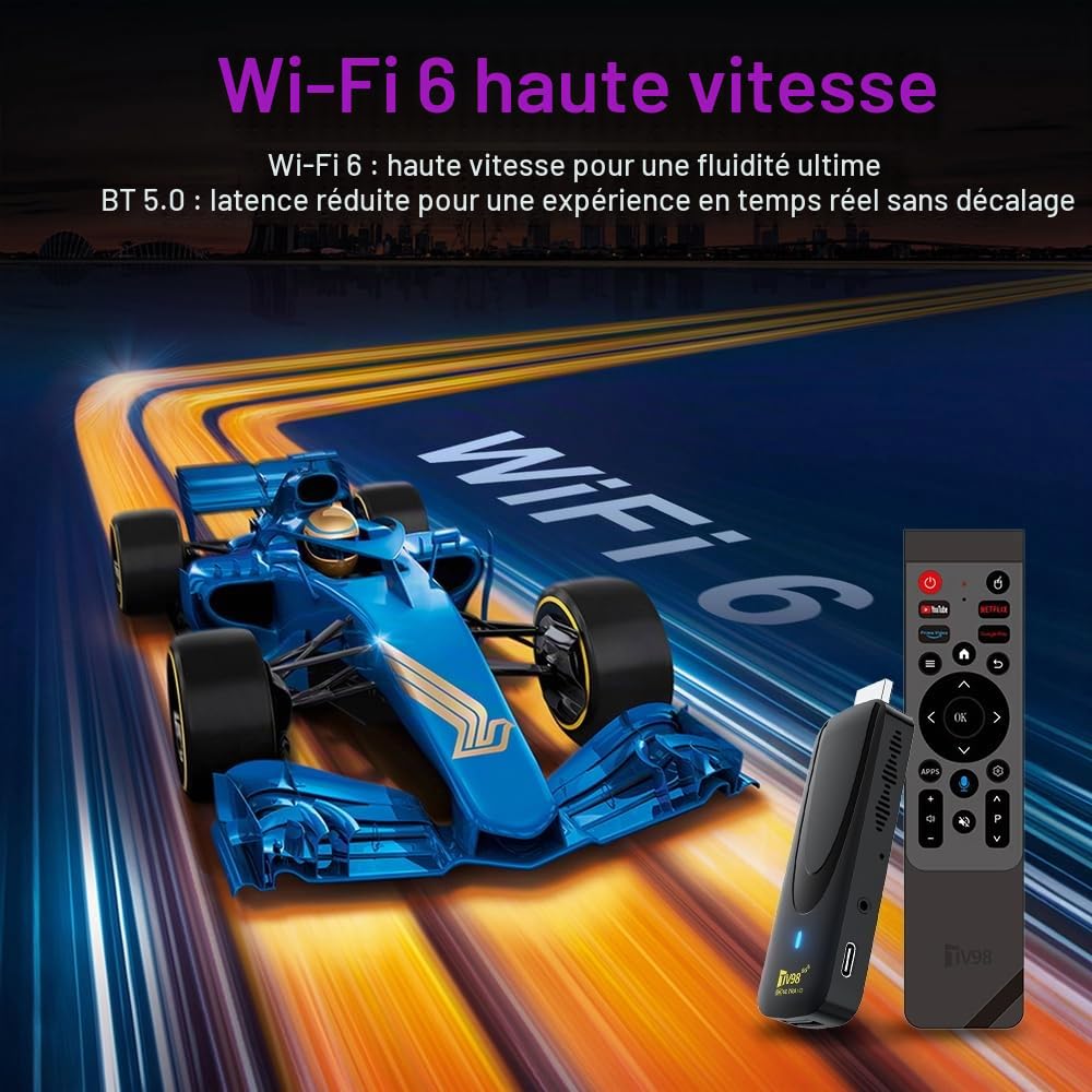 2026 Smart Stick TV,Android 14 Lecteur de Streaming 8K, 2Go RAM + 16Go ROM, HDR, WiFi Double Bande (2.4G/5GHz), Hub Multimédia Ultra HD - Lecteur Vidéo pour Téléviseur
