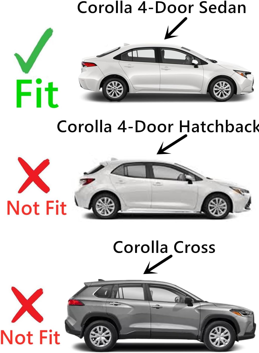 Passenger Right Side Rear Door Window Door Glass Compatible with Toyota Corolla 4 Door Sedan 2020-2025 Models