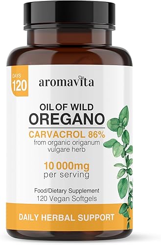 Miniatura 10 de Cápsulas de aceite de orégano silvestre vegano orgánico, 86-90% Carvacrol – 10000 mg de aceite de orégano por cápsula blanda – Apoyo inmunológico y