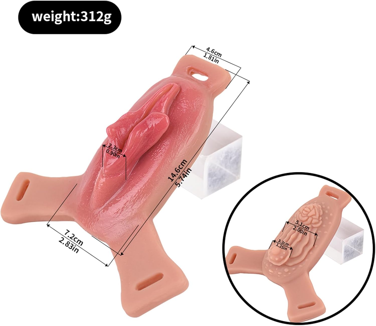 Feamle Clitoral Masturbator Massager with Harness - Silicone Women Masturbator Wearable Clitoral Massager Realistic Adult Women Sex Toy (with Vibrator)