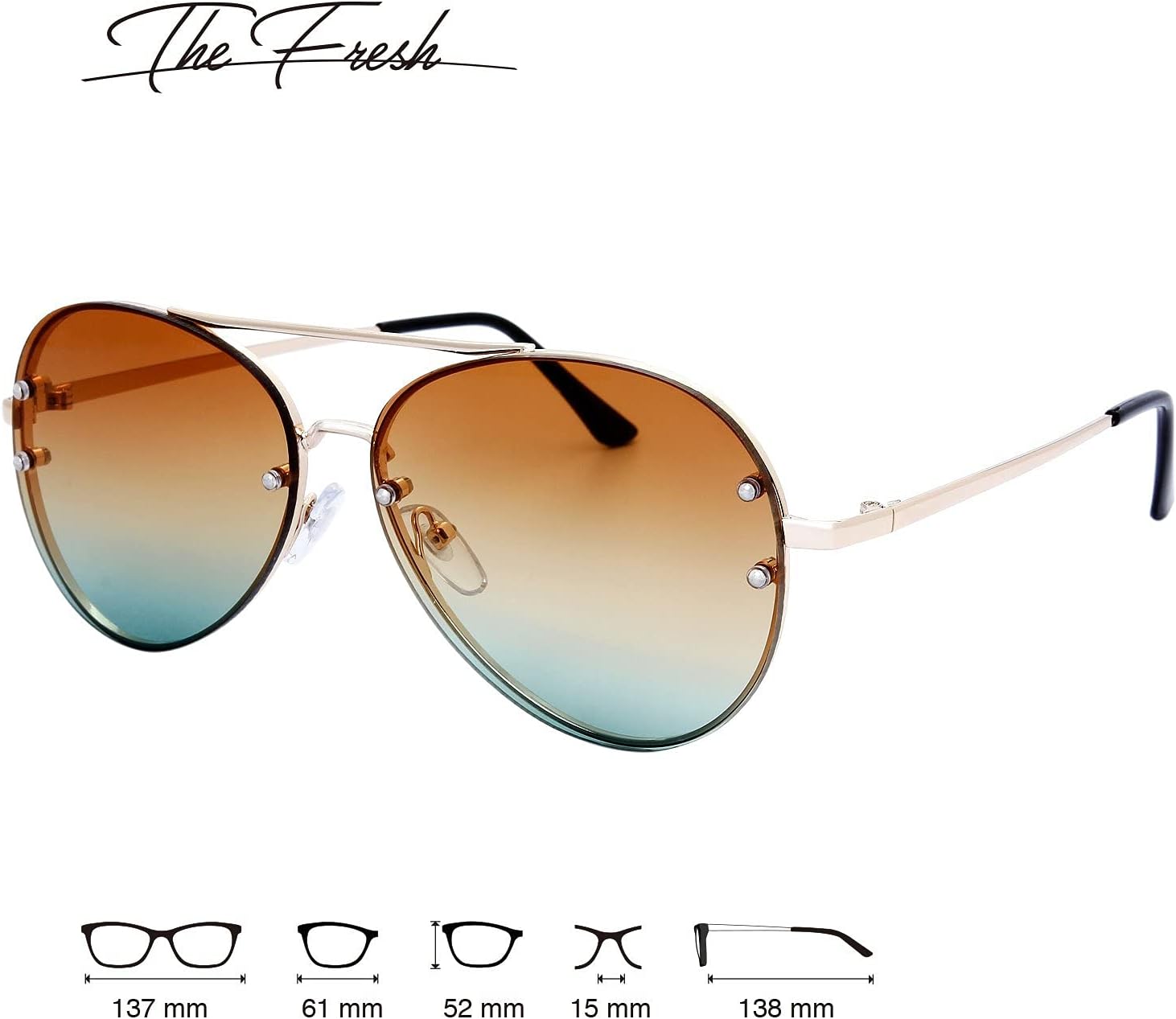 The Fresh Oversize Rimless Ocean Color Lens Aviator Sunglasses Gift Box - Image 5