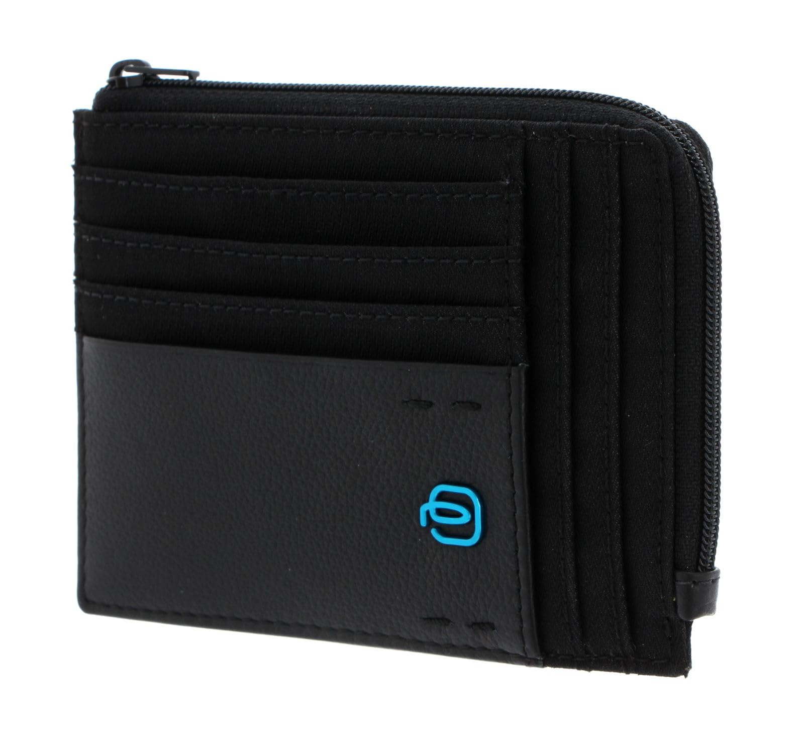 PIQUADRO P16 Bustina porta carte di credito in pelle e tessuto ad uno scomparto
