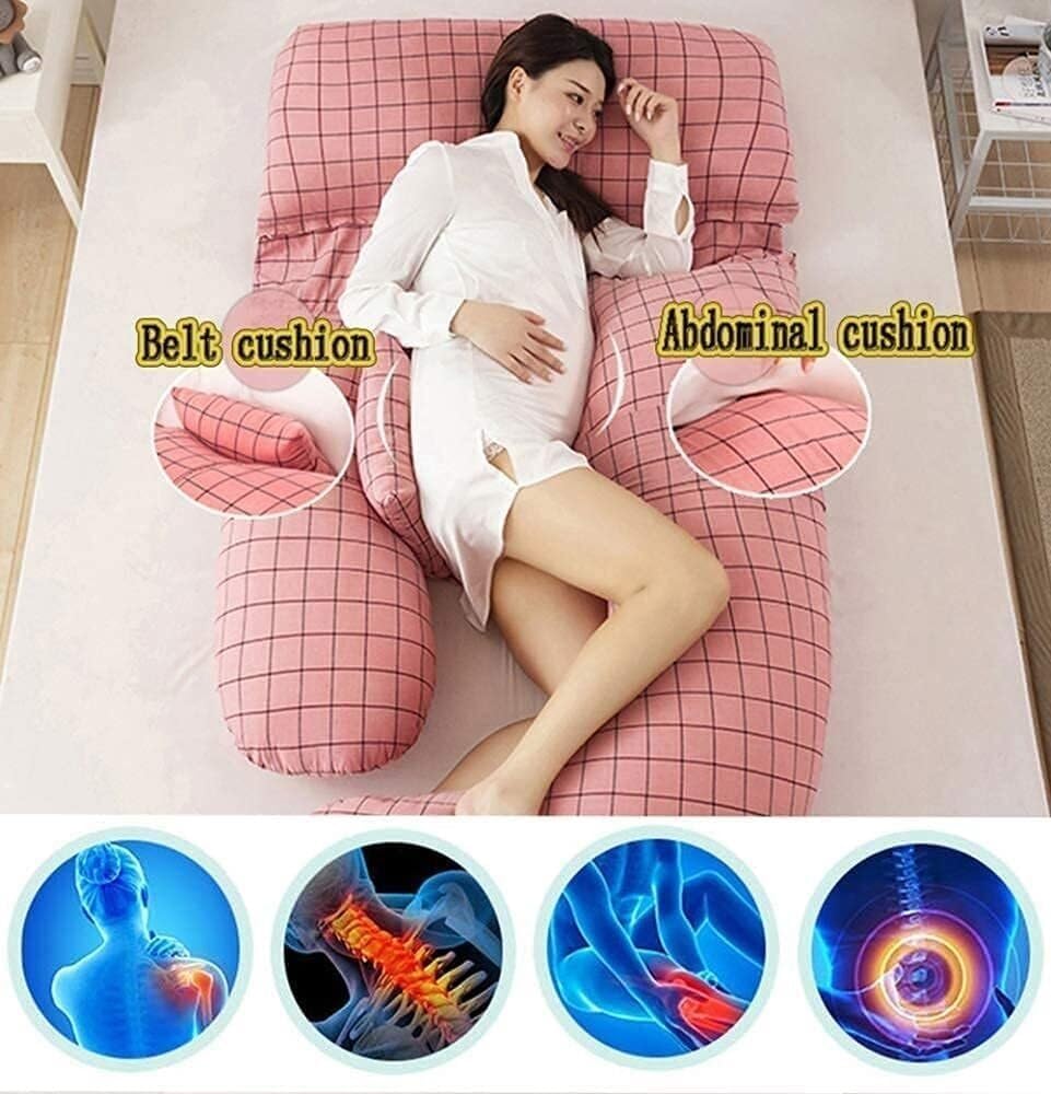 Pregnancy Pillow with Cushion – U-Shaped Full Body Maternity Pillow for Pregnant Women, Washable Cover for Back, HIPS, Neck & Belly Support
