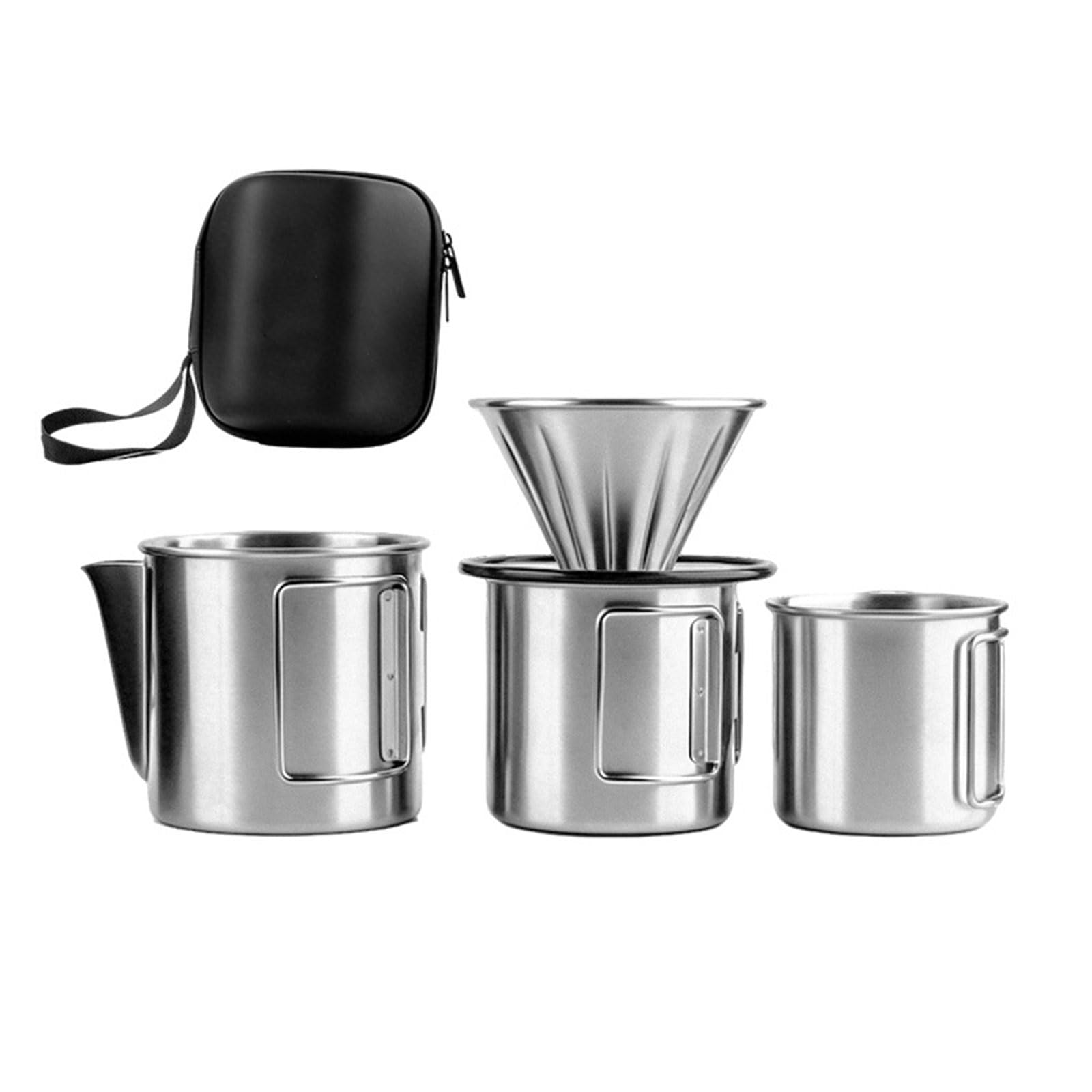 ZEPFJHE Stainless Steel Travel Coffee Dripper Set Practical Portable Coffee Brewing Set for Outdoors Enthusiasts Backpacking Equipment