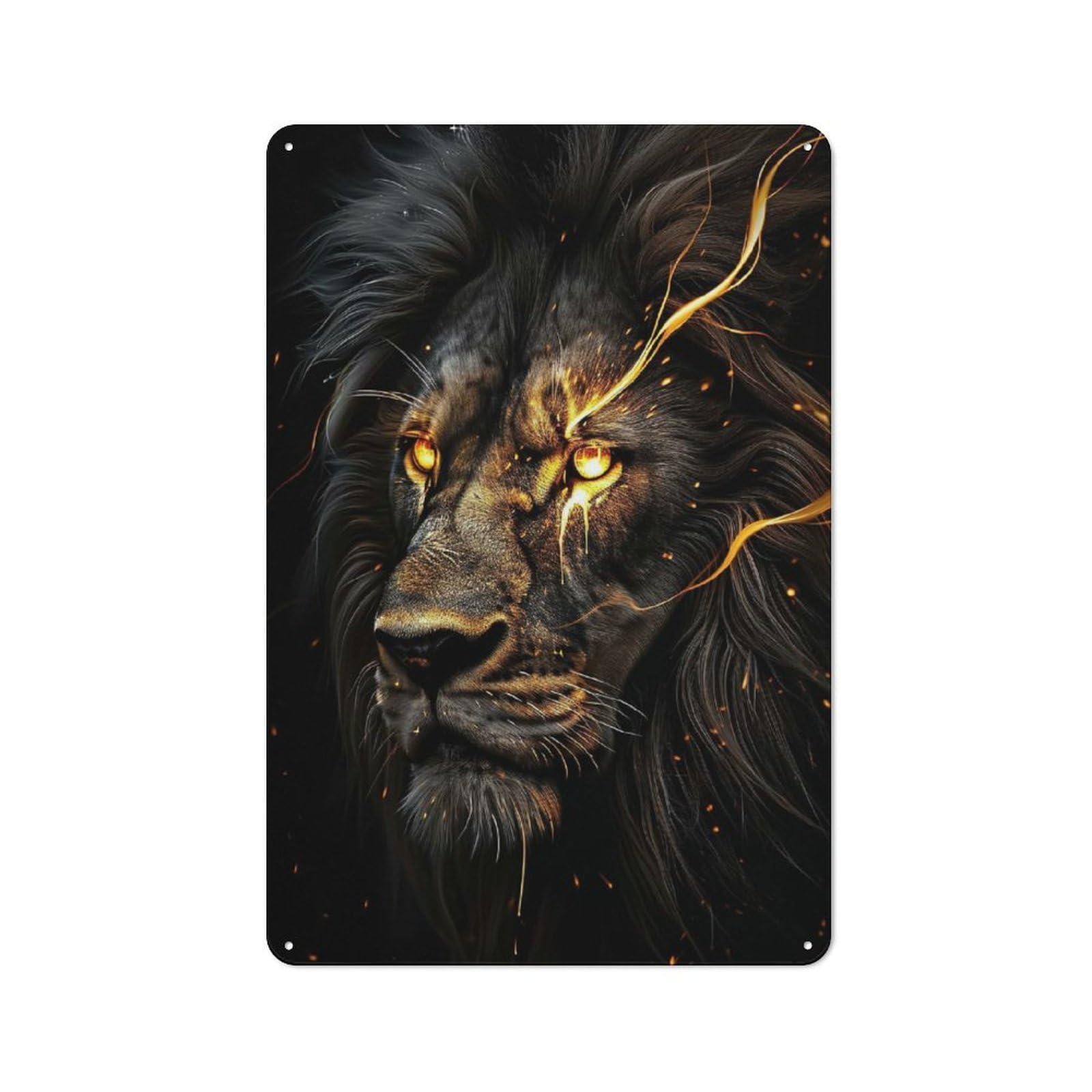 Junmoney Lion Gold Black Animals Vintage Tin Sign 30X20cm With For Living Room Or Hallway, For Living Room Decor Lovers