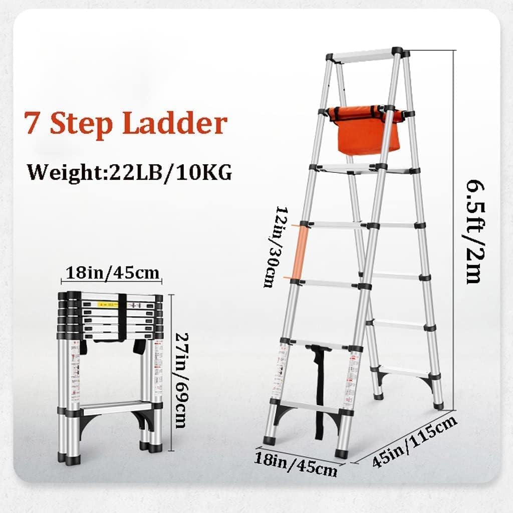 Step Ladder Portable Telescoping Ladders Folding Ladder Aluminum Step Ladder Household Industry Household Daily Step Ladders Folding Ladder Telescopic Ladder(Size:6 Step)