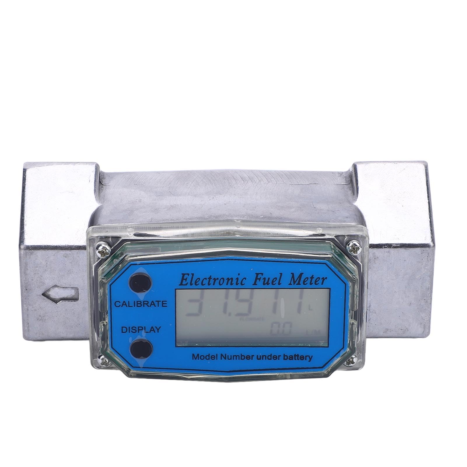 Generic Caudalímetro de Turbina Digital de Metal Duradero, Alta Precisión, GAL QTS PTS L, Medida, Gasolina, Agua, Fluidos (45mm)