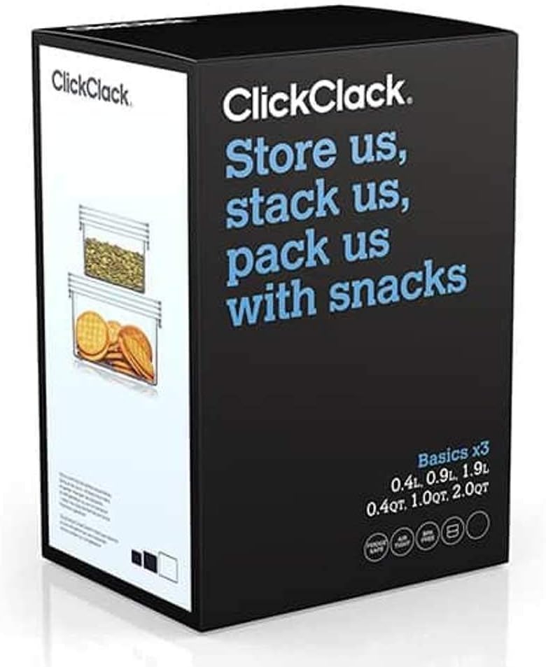 Click Clack Basics Storage Containers, Small Airtight Canister, Set of Three