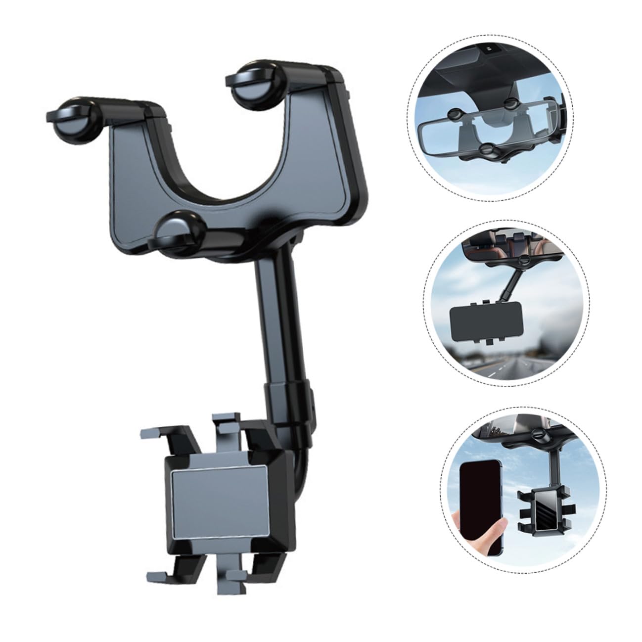 Hemobllo Supporto Auto per Cellulare da Cruscotto in Nero e Montaggio Facile Mano Compatibile con GPS e Smartphone