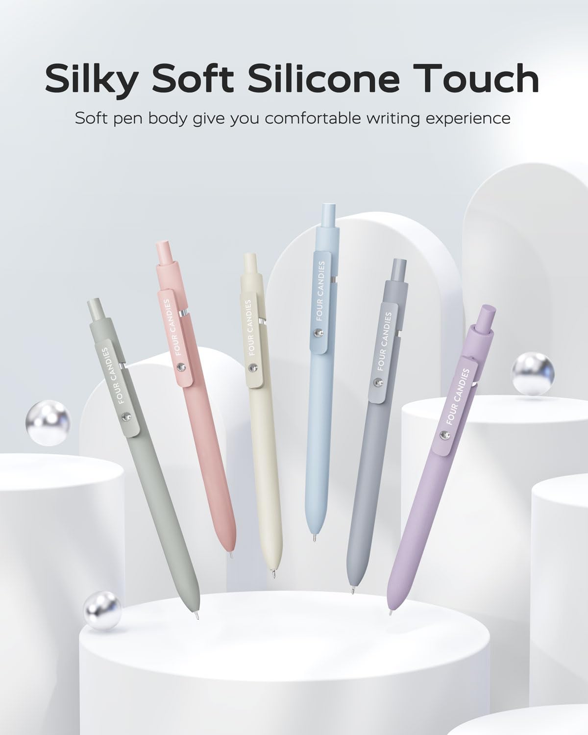 Four Candies Gel Pens, 5 Pcs 0.7mm Quick Dry Black Ink Pen Fine Point Smooth Writing Unique Pen, Office Home School Supplies Essentials Fun Pretty Cute Pens Gifts for Girl Women(Gradient)