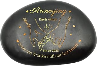Custom Couple Printed Rock Stone Wedding Anniversary Personalized Gifts for Couple Husband Wife Boyfriend Girlfriend Happy Anniversary Rock Stone from Our First Kiss Till Our Last Breath
