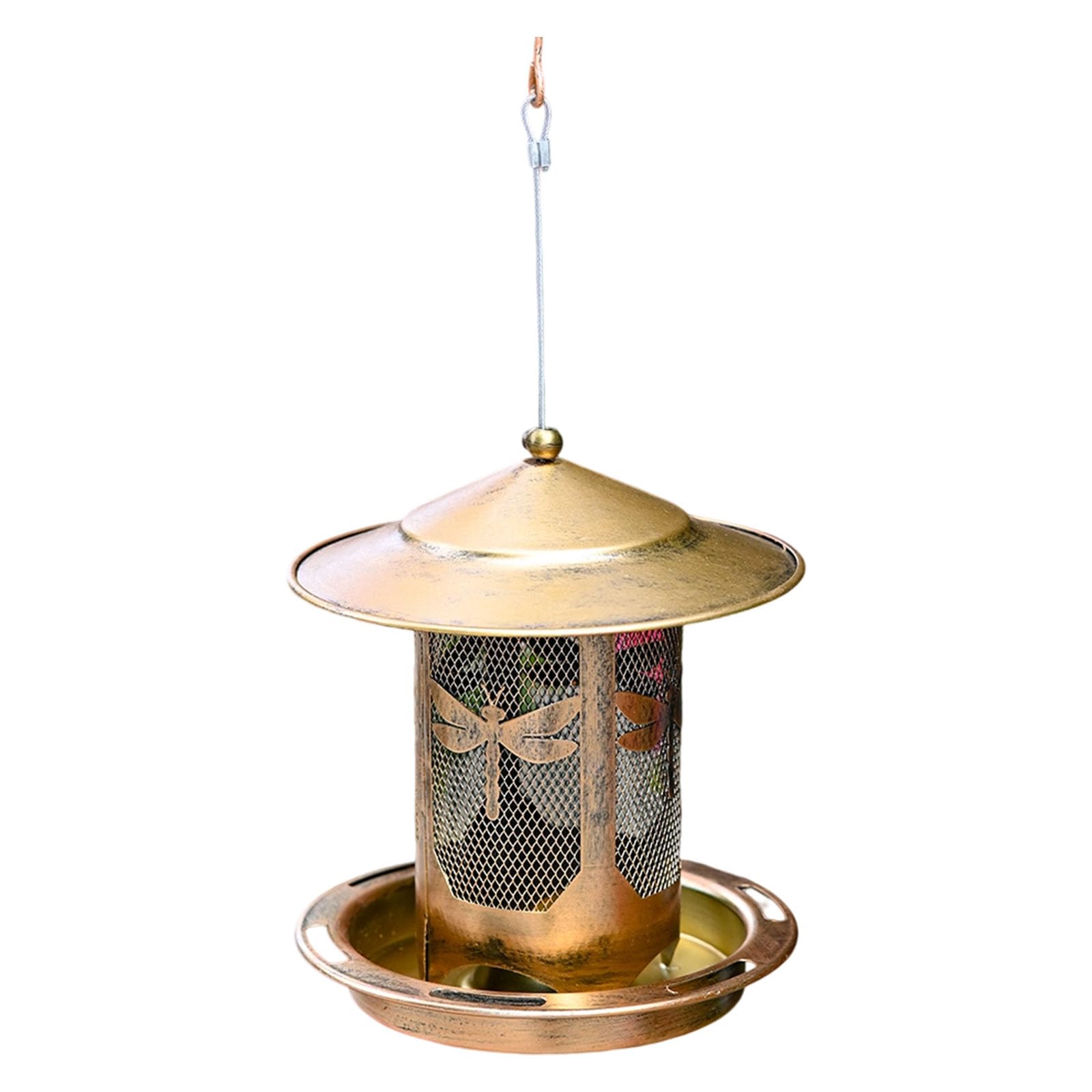 APGLSXY Squirrels Proof Outdoor Bird Feeder Metal Construction Feeding Ports Weatherproof Roof Design for Finches Weatherproof Bird Feeder with Roof