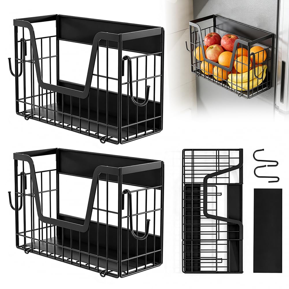 FARYODI Panier à Fruits Magnétique, Support de Cuisine, Support Magnétique pour Réfrigérateur Solide Support Latéral et Organiseur, Support de Rangement pour Fruits, Légumes et Ustensiles, pour