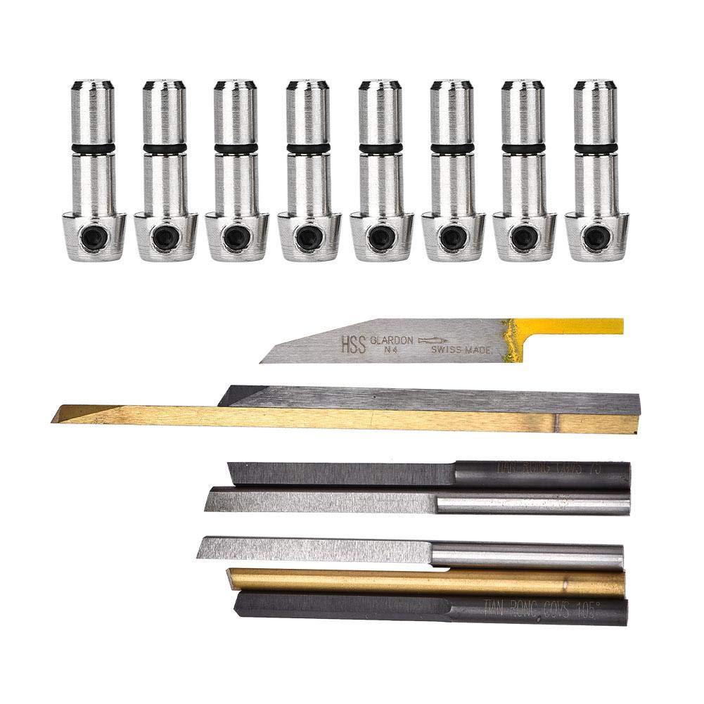 Kit de Bits de Coupe et Gravure, 8 Pièces Différentes Fonctions Machine à Impact Pneumatique en Métal, Ensemble de Fraise pour Sculpture, Coupe, Perçage - Outil de Bijoux