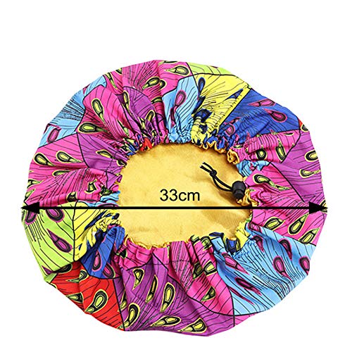Women Large Satin Bonnet with Adjustable Buckle, Double Layer, Boho Pattern Shower Sleep Cap for Hair Cover (triangle)