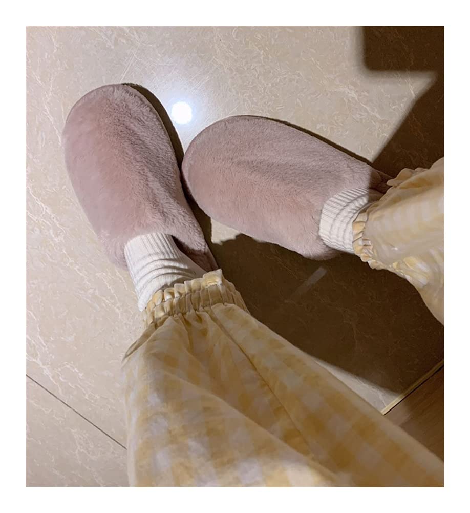 QUNINE Zapatillas de Invierno de poliéster para Mujer, Zapatos Suaves y cálidos para el hogar, Zapatillas de casa peludas Antideslizantes para Dormitorio Interior de niña (Rosa 36/37 EU)