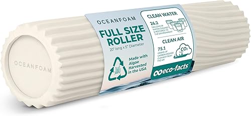 Miniatura 75 de Oceanfoam Tidal Roller - Rojo, Azul Marino Oscuro y Natural Marmóreo - Rodillo de espuma para masaje muscular para dolor de espalda y estiramiento -