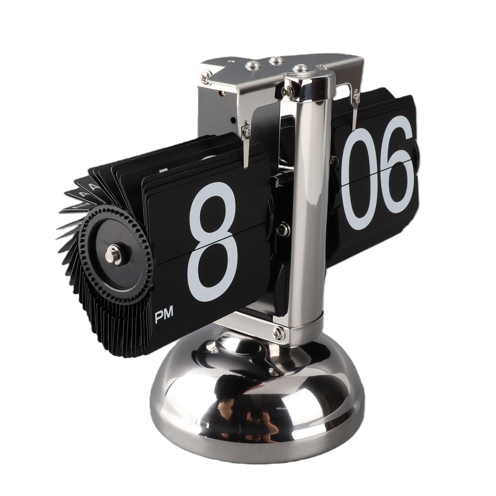 Cocoarm Digitale Flip-Down-Uhr, Retro minimalistische mechanische Auto-Flip-Uhr, Edelstahl, große Zahlen, für Zuhause