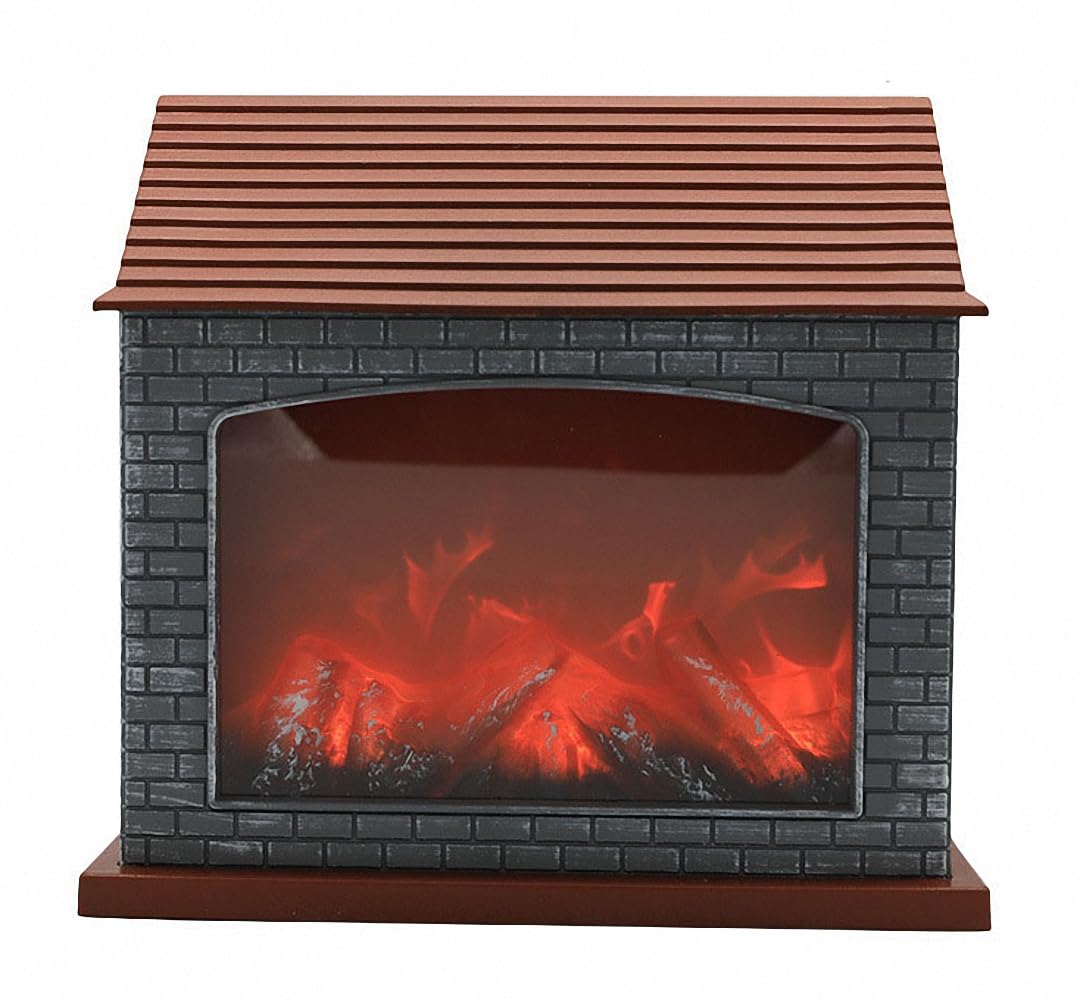 Small Cozy Fireplace Lantern Traditional Realistic Log Wood Burning Flame Effect Ligh LED Charcoal Style Table LampFor Indoor & Outdoor Use — image 1