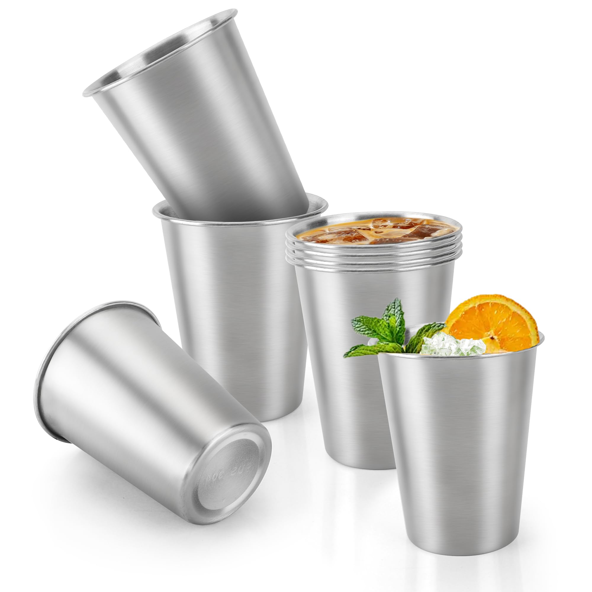 Aramanara 12 Pcs 260 ml Stainless Steel Cups, Shatterproof Metal Beer Tumbler Mugs, 9 oz Reusable Silver Drinking Cups for Party Camping Travel Hiking Outdoor Picnics