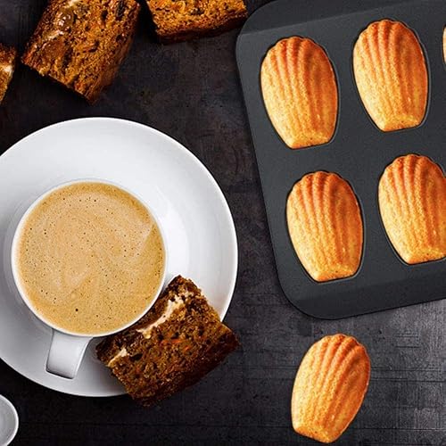 Miniatura 7 de qiuqiu SODIAL - 2 paquetes de moldes antiadherentes Madeleine, 12 moldes para Hornear con CáScaras, moldes de chocolate antiadherentes para Horno