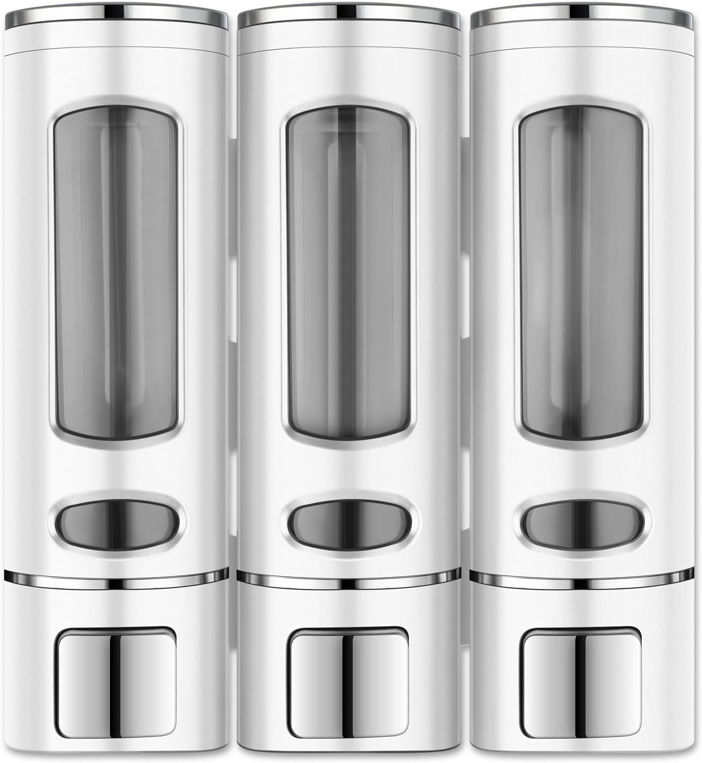 3-in-1 Shower Soap Dispenser Wall Mount, Shampoo Shower Gel Dispenser Lotion Container for Bathroom,Kitchen, Hotel, Shopping mall, School, Home (Silver)