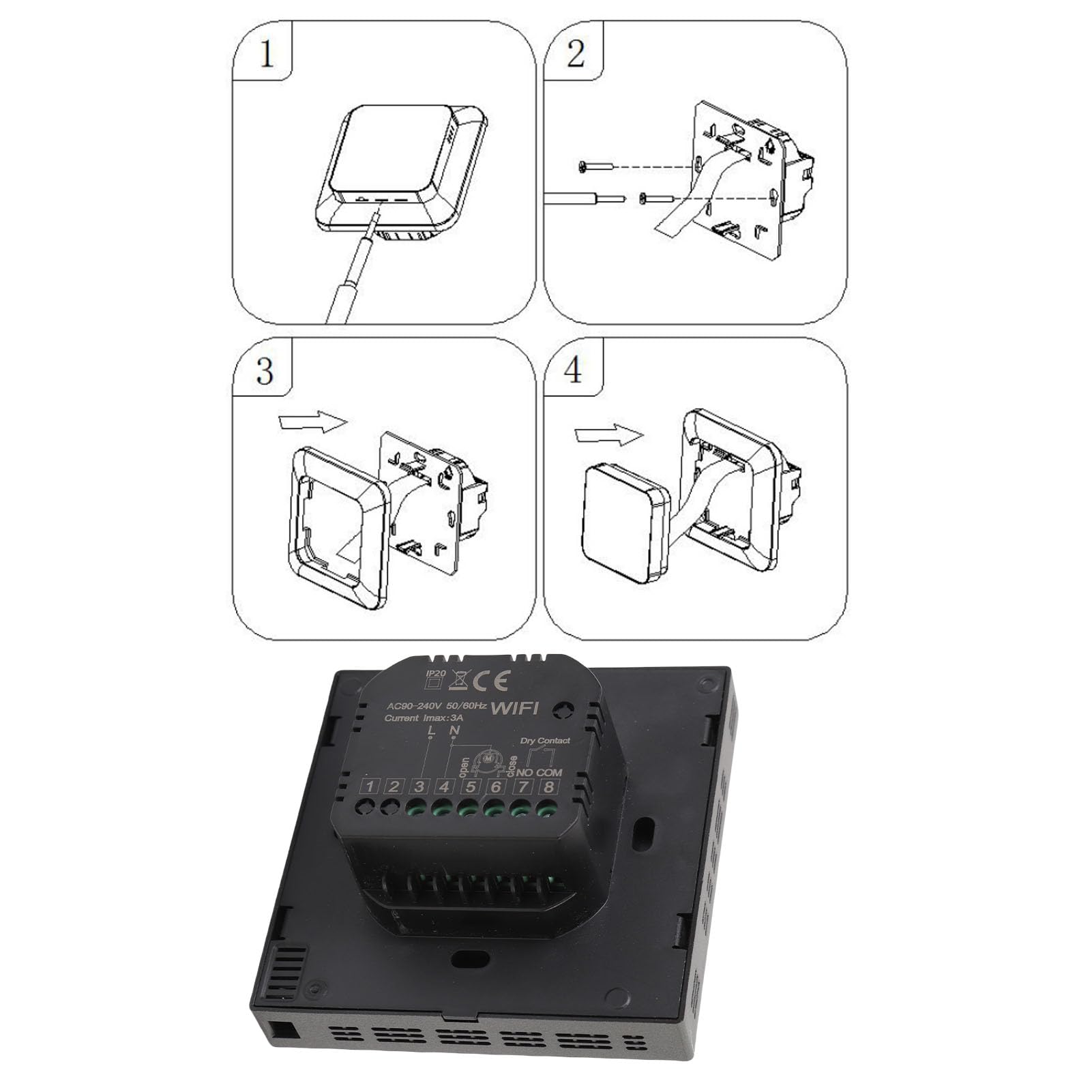 Generic Termostato Inteligente con Pantalla LCD, Control WiFi, Controlador de Temperatura de Alta Precisión para Uso Doméstico Conveniente, 1 Pieza, ABS
