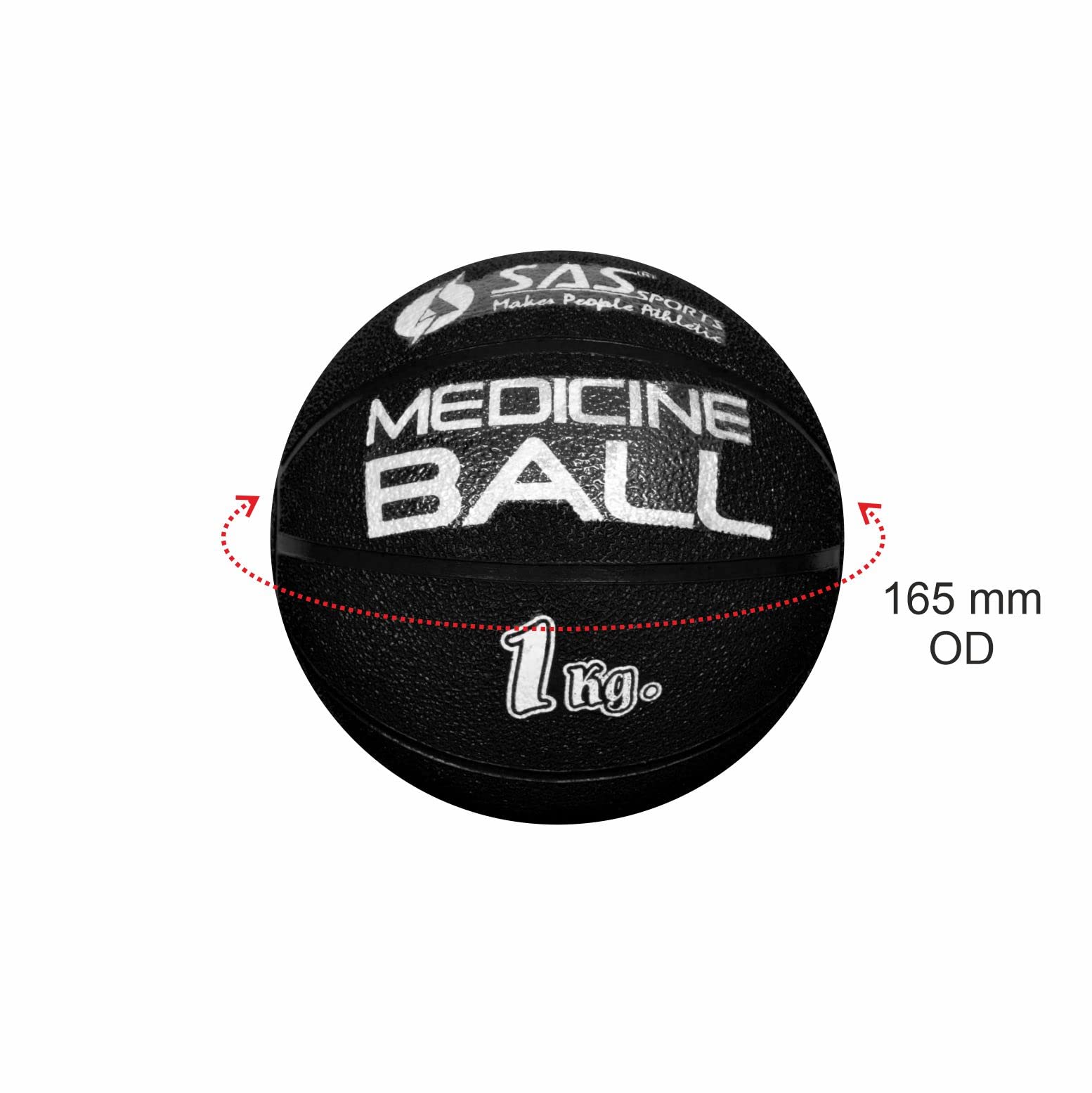 SAS SPORTS Rubber Medicine Balls Smooth and Tread Textured Grip Dead Weight Balls for Cardio and Core Workouts, Cross/Strength Training (Size: 1 KG)