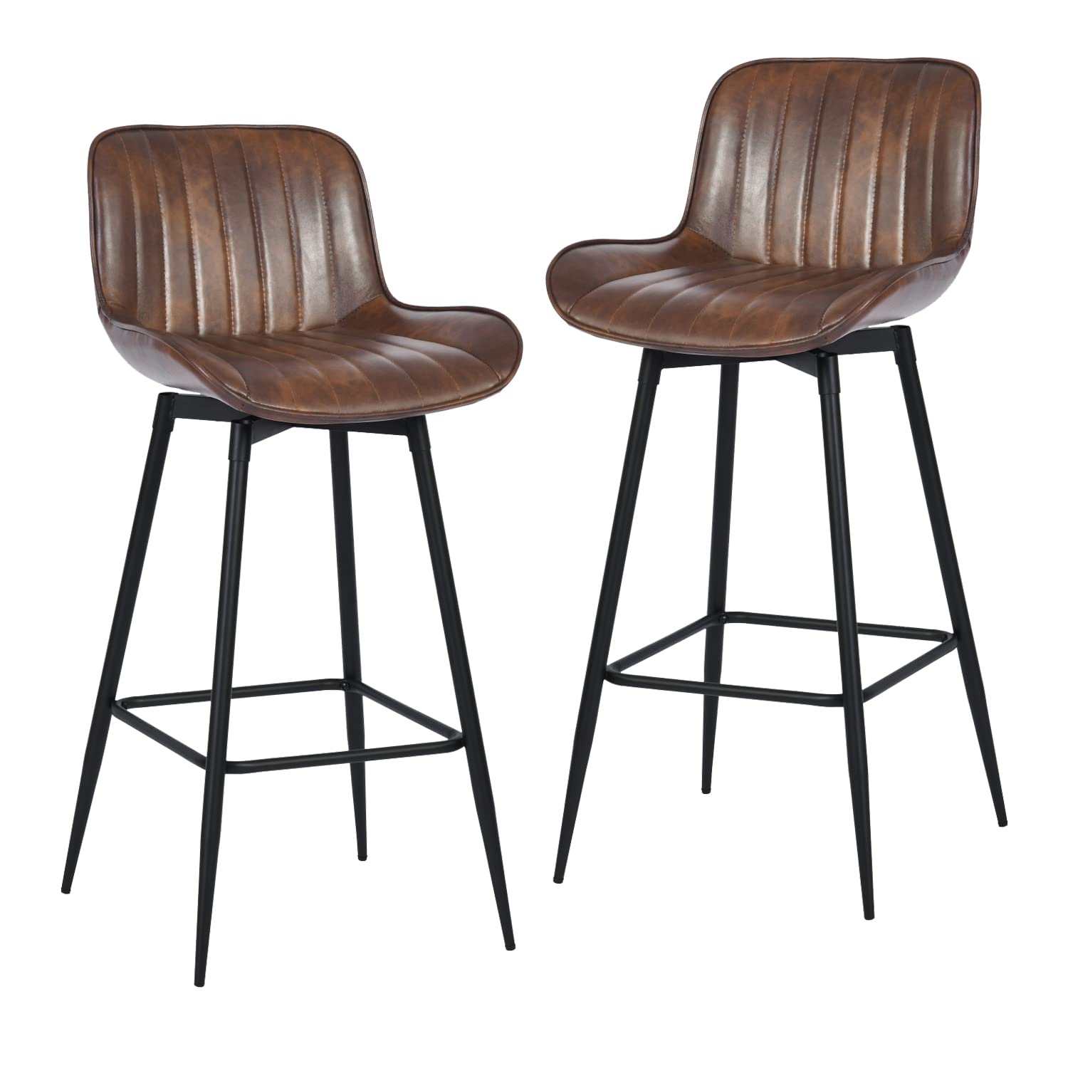 Juego De 2 Taburetes De Bar Con Reposapiés Con Respaldo Curvado En Tela