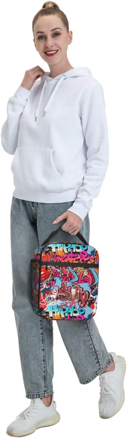 Graffiti Wall, Hip Hop Art Reusable Lunch Box Food Bag Insulated Lunch Bag - Image 8