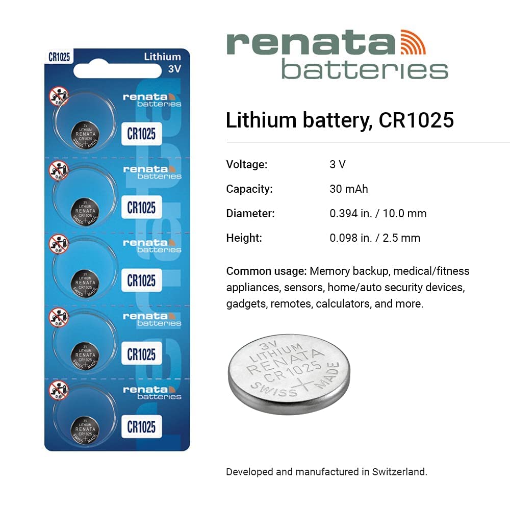 Renata Batteries CR1025 3V Lithium Coin Cell Battery (1 Pack)