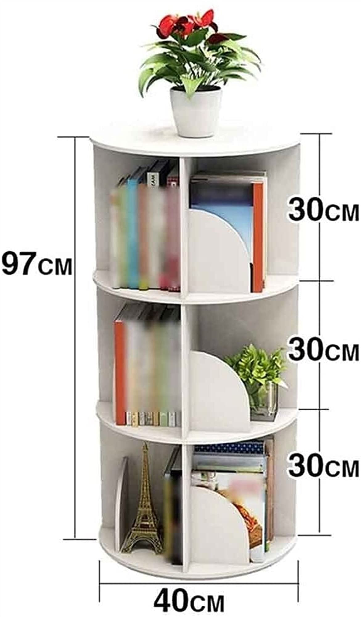 Bücherregal, Weiß 360° rotierendes Bücherregal, kreatives Bücherregal oder Filmbücher