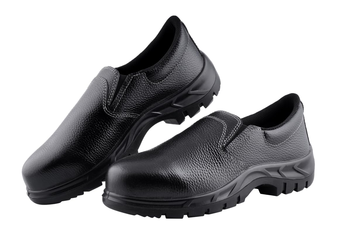 Karam FS221 Slip-On Black Safety Shoes for Men | Single Density with Steel Toe | Antistatic, Antislip, Oil & Heat Resistant| Size-06 (B0CC59S8W9) Amazon Price History, Amazon Price Tracker