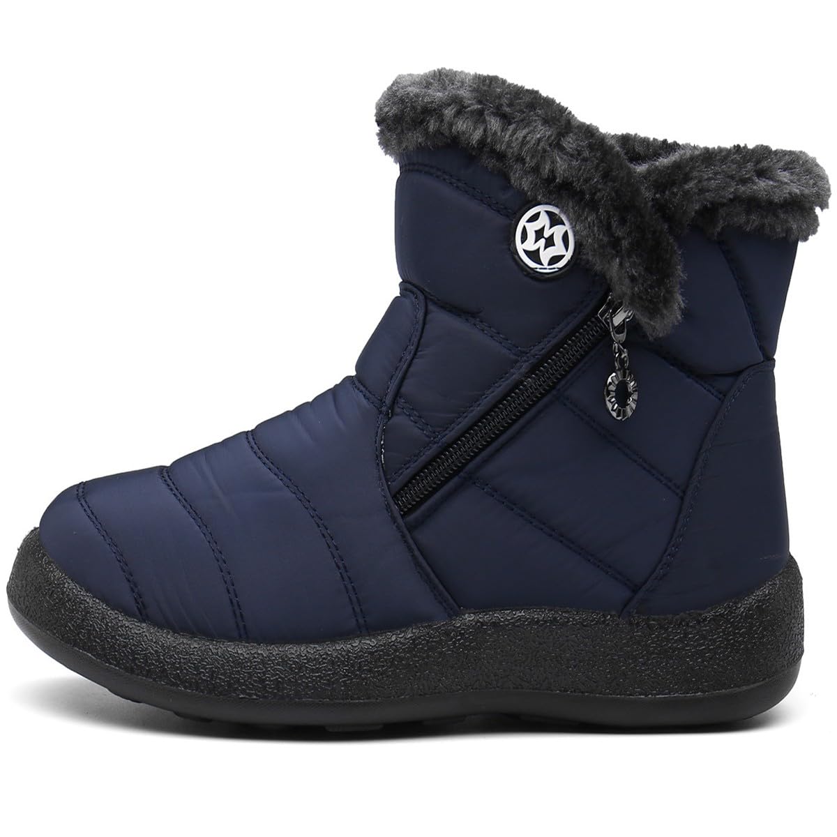 Stivali Donna Stivaletti Invernali Impermeabili Cerniera Stivali da Neve Cotone Caldo Peluche Caviglia Boots Bassi Scarpe Ultraleggero
