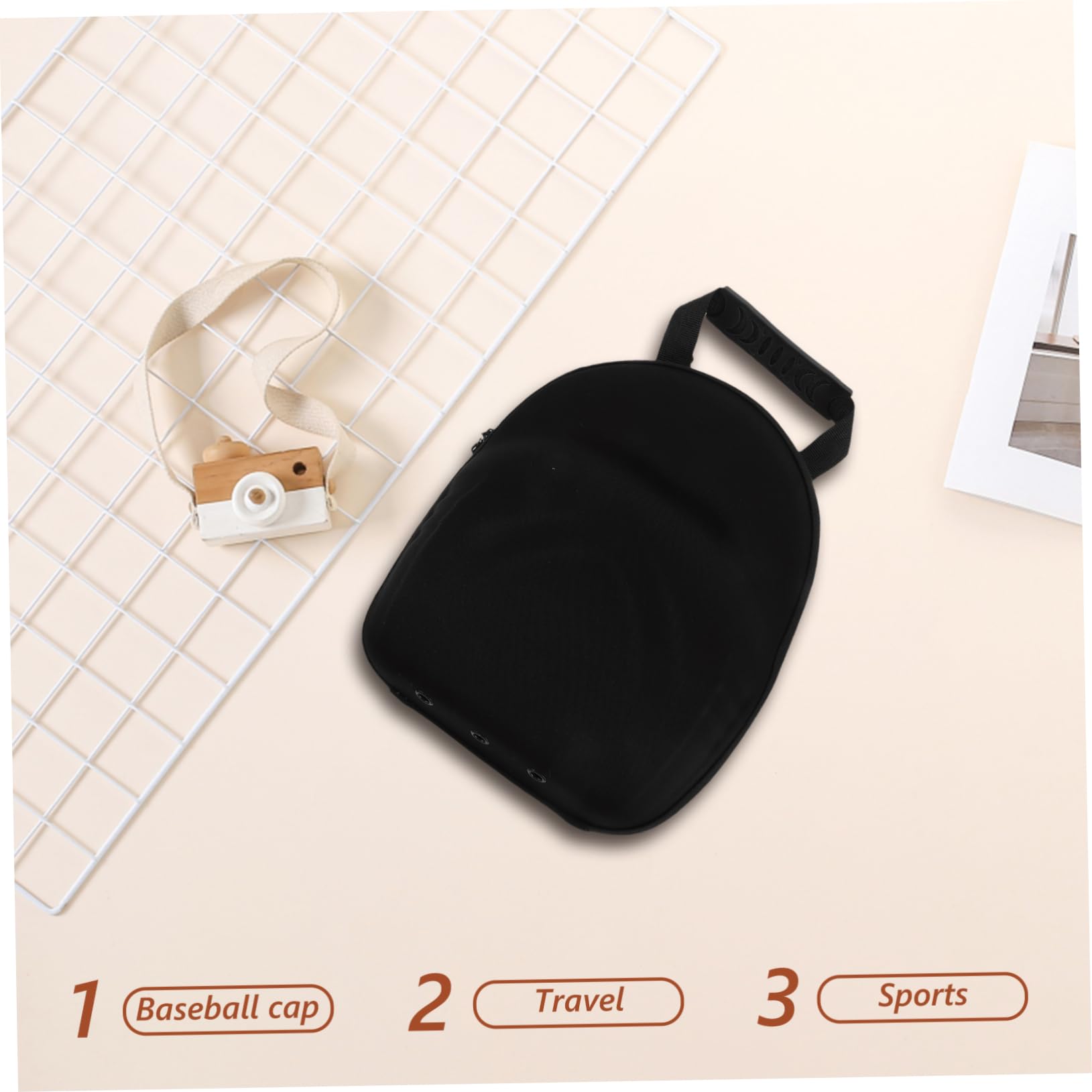 Healifty Bolsa Organizadora Portátil para Gorras de Béisbol de Material Eva Negro, Resistente a Presión y Fácil de Transportar para Deportes y Viajes