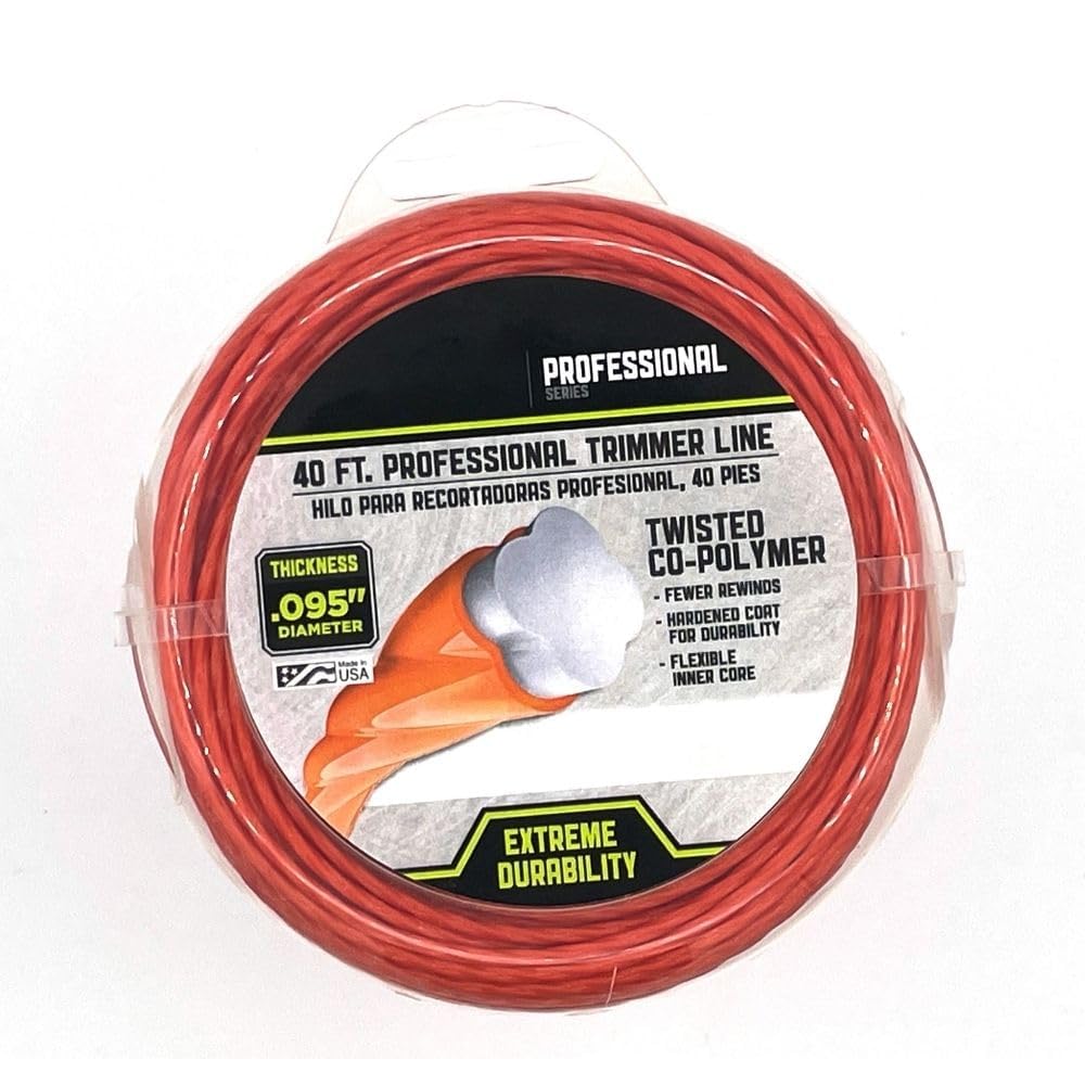 Vaughan's Master Line PRO 40 ft x .095 in Professional Jacketed Universal Trimmer Line for Weedeater | Replacement for DWO1DT801, DWO1DT802, DWO1DT915 and More | Weed Eater String | 1 Pack