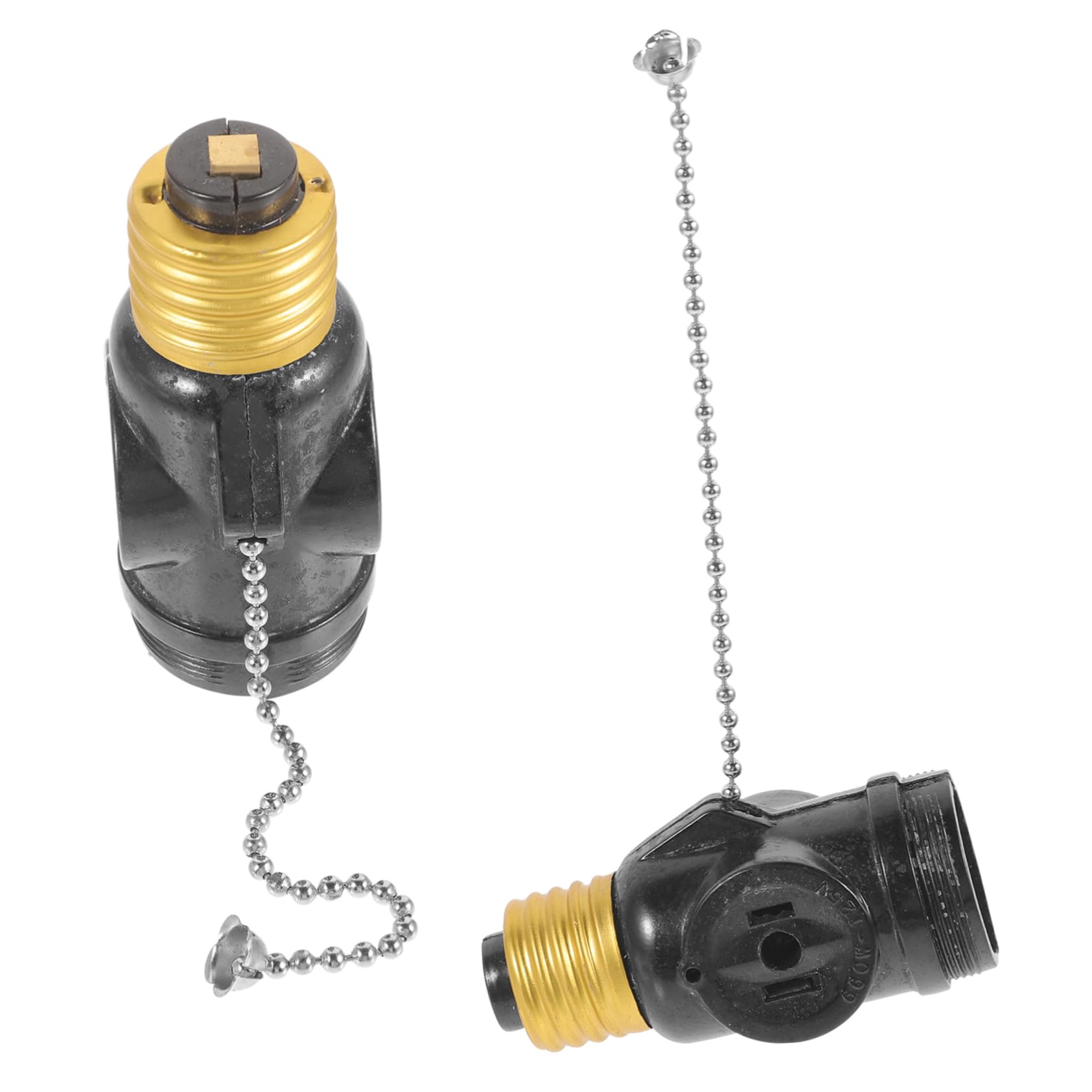 Pull Chain Light Socket Replacement 2Pcs E26 Screw Bulb Holder Black