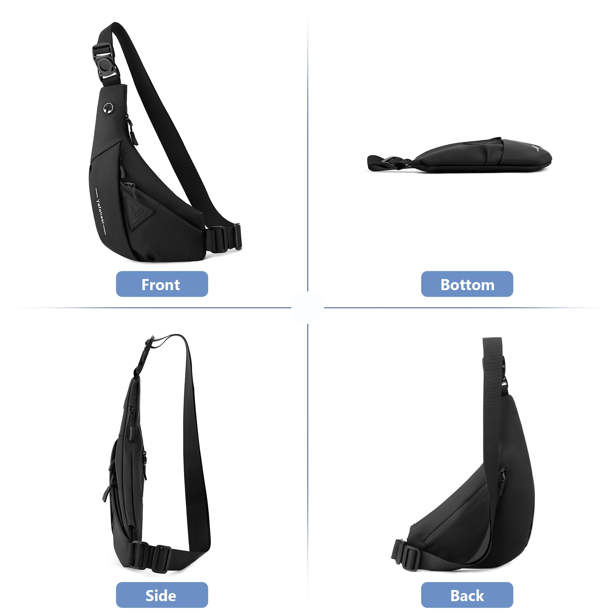 VARLIVOO Fashion męska Sling Bag Męska torba na klatkę piersiową Plecak Torby na ramię Torba na ramię Szkoła Podróże Piesze wycieczki Camping Kolarstwo Outdoor Sports Siłownia Wodoodporny poliester Plecak na ramię Czarny B