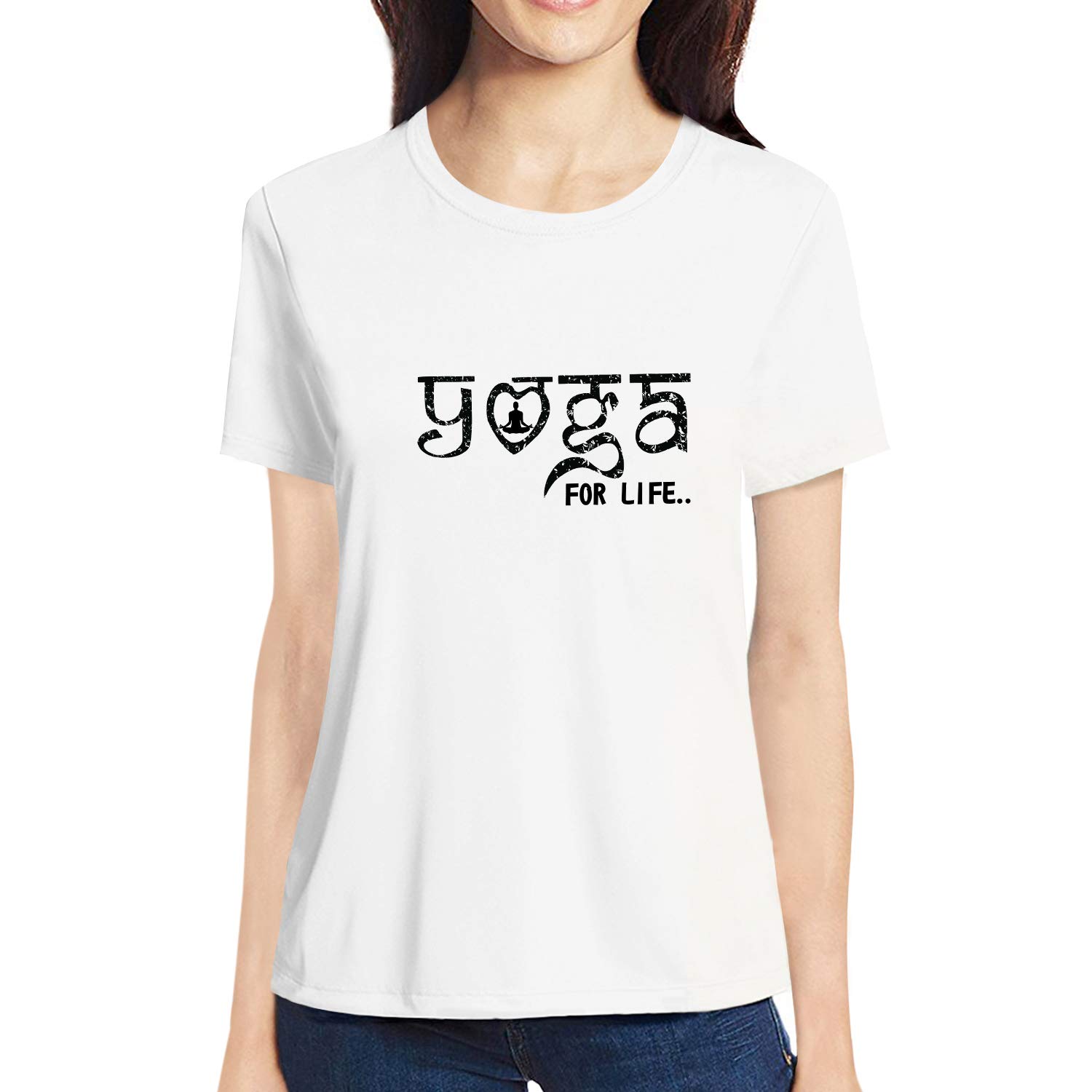 Graphic Printed Women Tshirt Yoga for Life Cotton Printed Round Neck Half Sleeves Multicolour T Shirt. Exercise, Gym, Yoga, Fitness Tshirts
