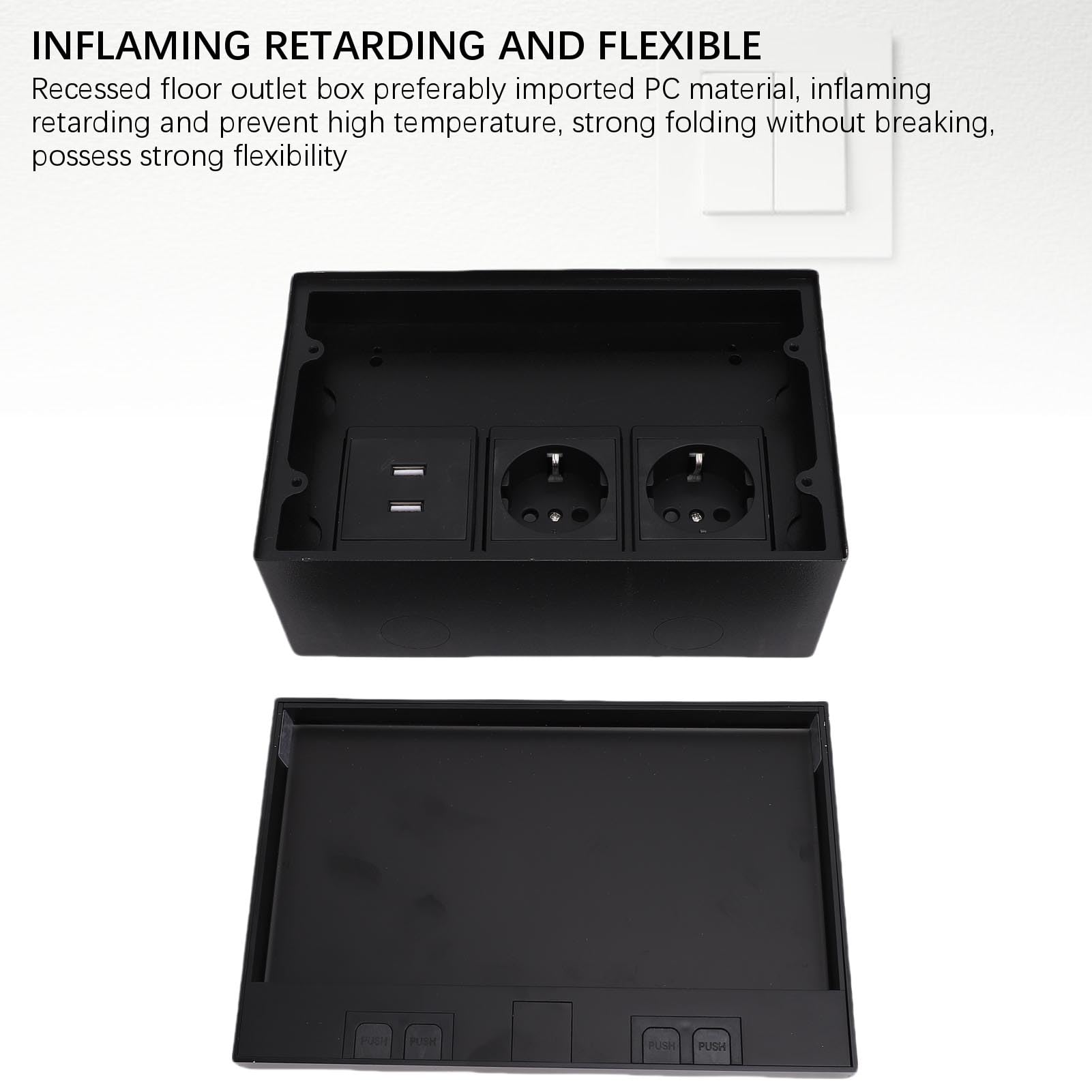 LiebeWH Kit Scatola di Derivazione da Incasso a Pavimento in Acciaio Inossidabile Resistente All'acqua con 2 Due Poli 2 USB per Marmo, Tenuta per Ufficio, Hotel, Scuola