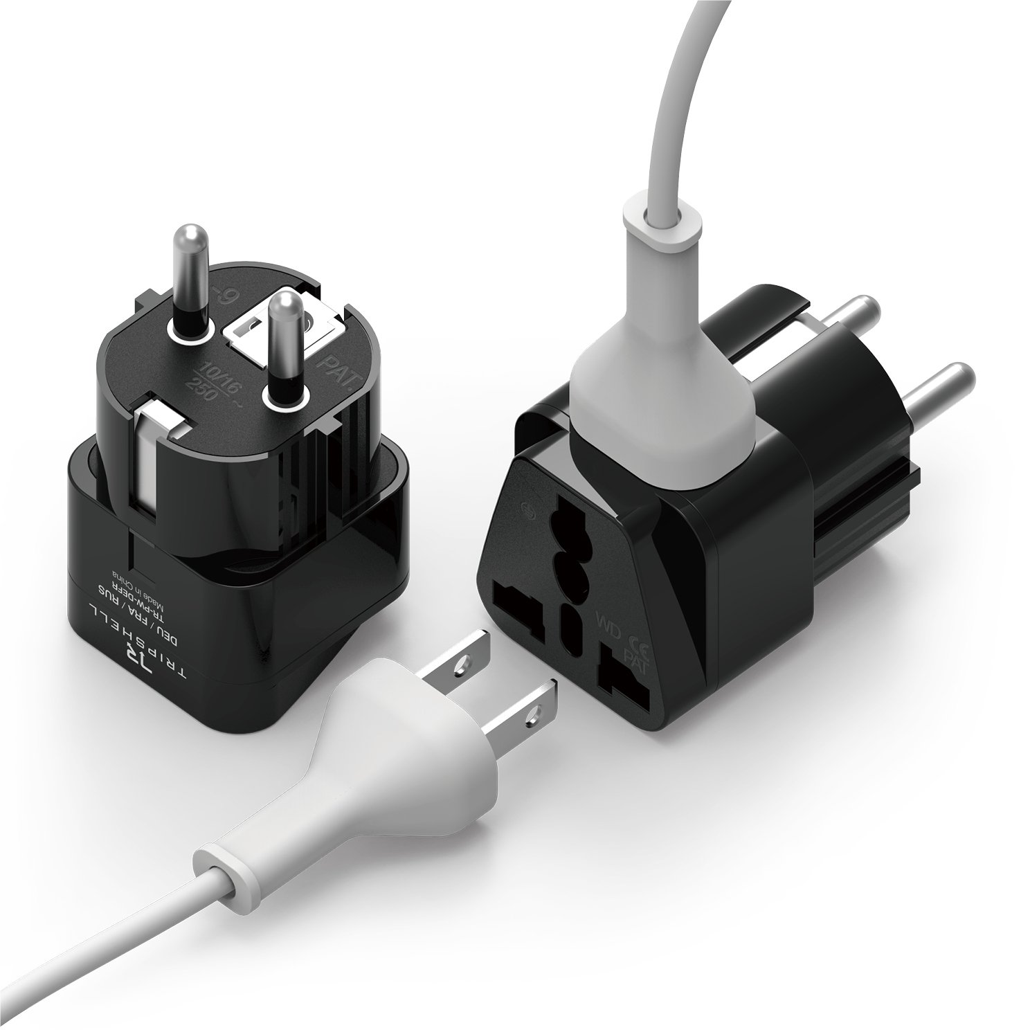 elago Tripshell Grounded Universal Dual Plug Travel Adapter - CE Certified, RoHS Compliant - 2Pcs (Germany/France/Europe/Russia-E/F)