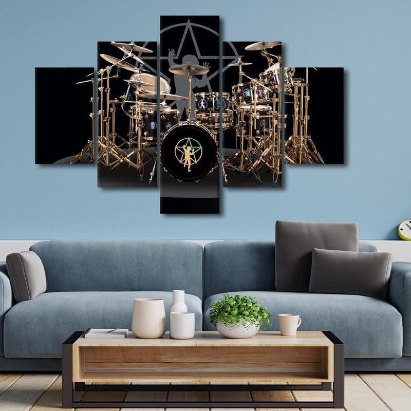 MengMj Set strumenti musicali, stampa su tela HD concerto Quadri Moderni 150x80 cm, Set 5 Pezzi Stampe su Tela per Soggiorno e Camera da Letto, Grande Decorazione Murale Moderna