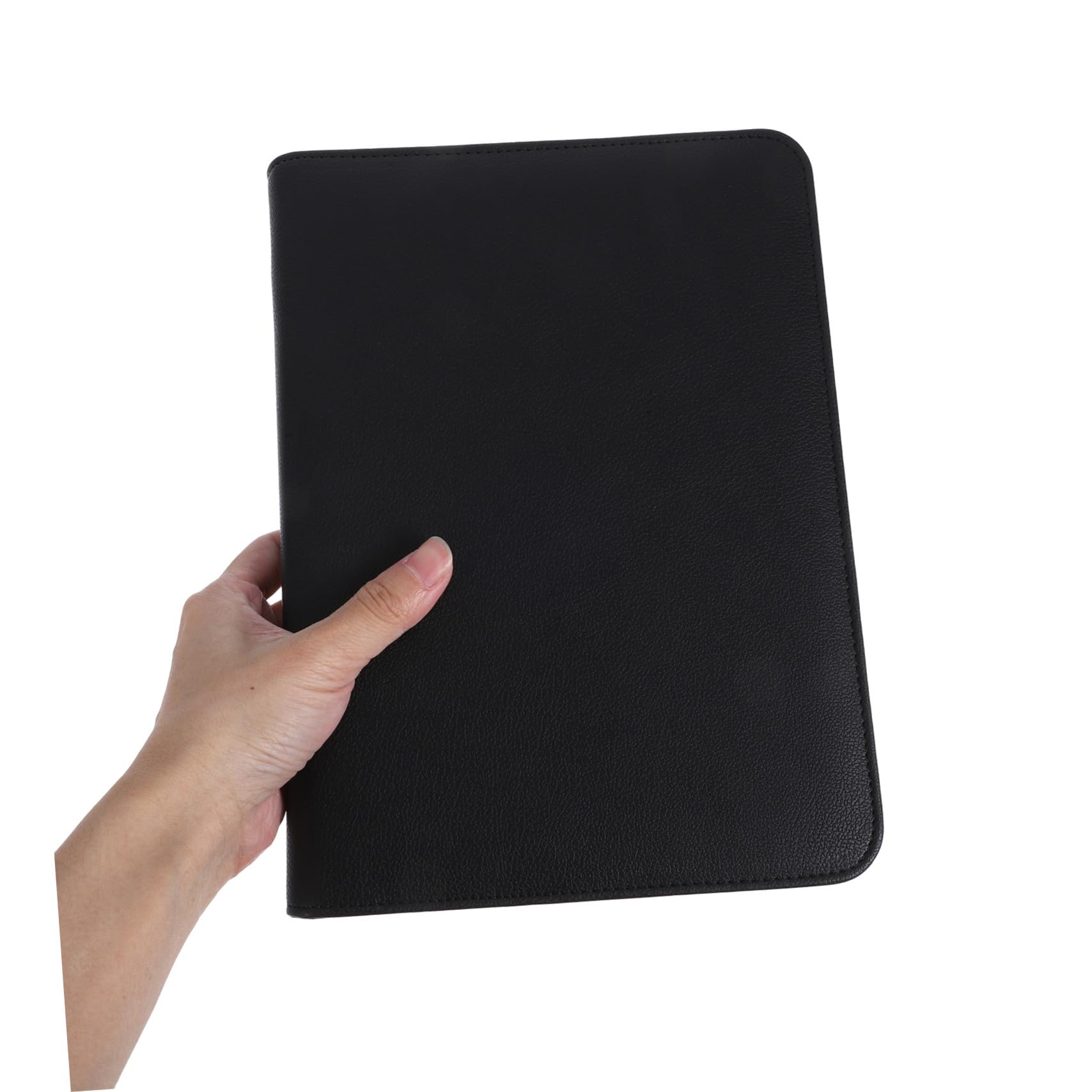 Carpeta de Anillas Cremallera Pu Negro Pequeño Organizador de Documentos Portátil para Oficina y Negocios