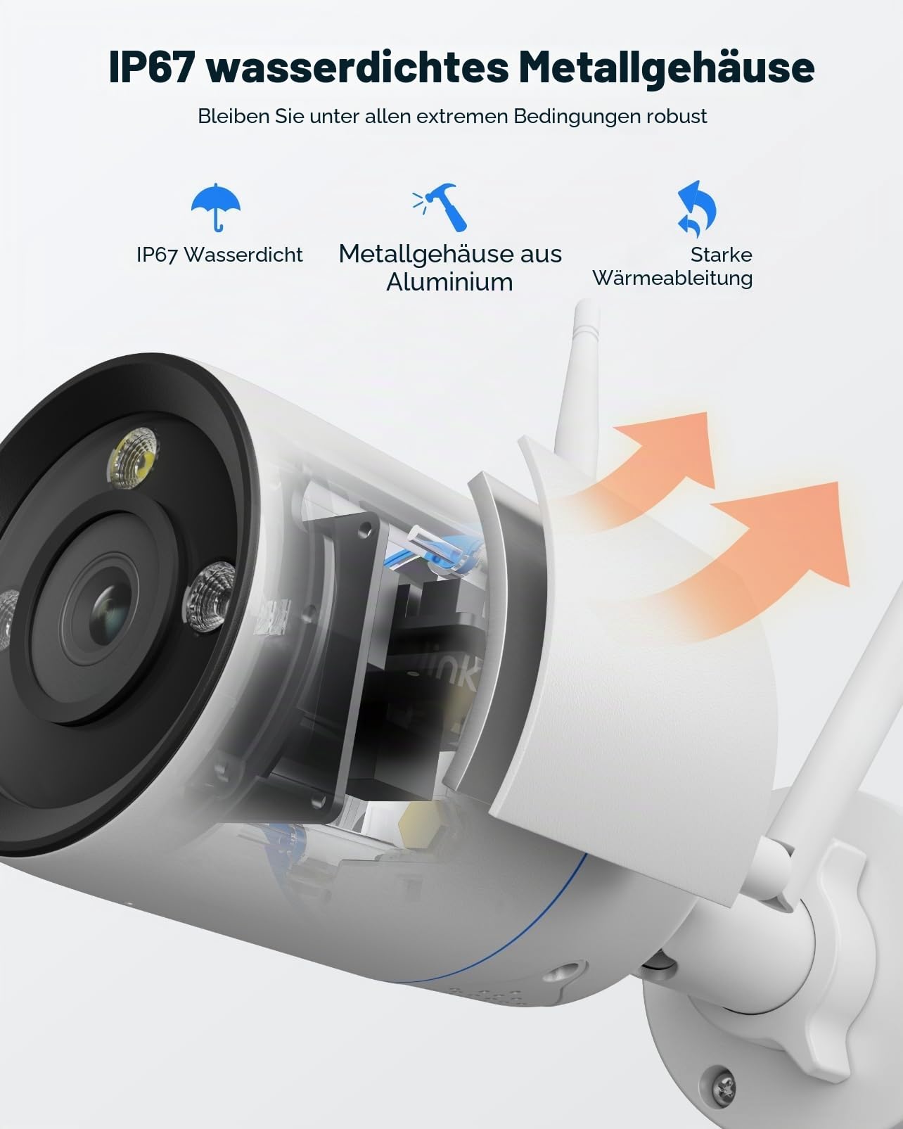 Reolink RLC-810WA x2 mit Stromverlängerungskabel (Weiß) 4.5m, 4K Wi-Fi 6 Überwachungskamera, 5/2,4 GHz WLAN Kamera Outdoor mit IP67 Metallgehäuse, KI-Erkennung, Farbnachtsicht, 24/7-Aufzeichnung