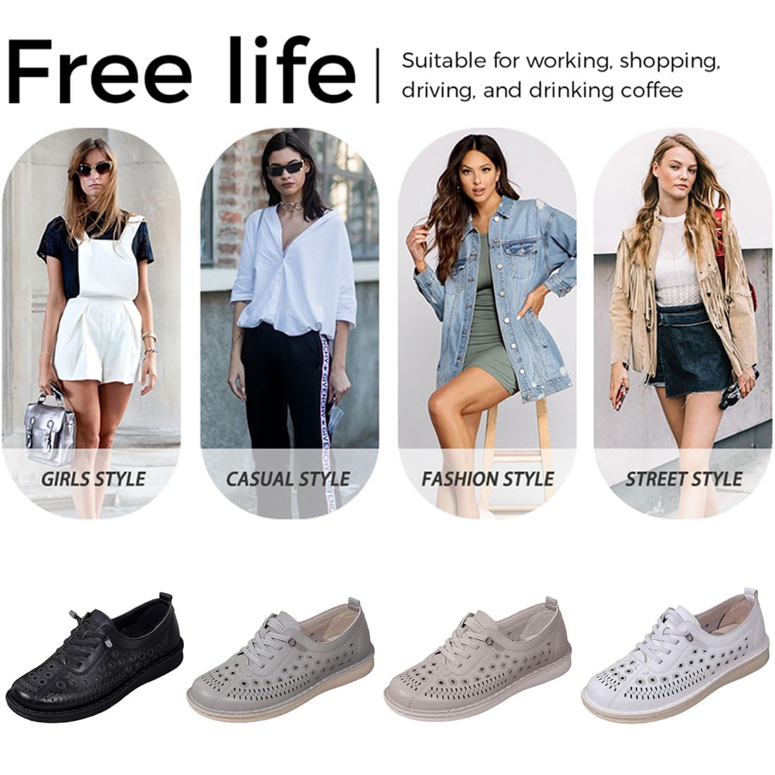 Mocasines sin cordones con diseño hueco para mujer